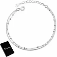 BRANSOLETKA SREBRNA DAMSKA, BRANSOLETKA CELEBRYTKA REGULOWANA KULKI NA RĘKĘ