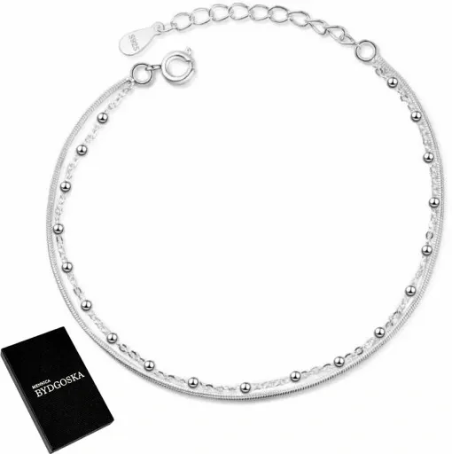 BRANSOLETKA SREBRNA DAMSKA, BRANSOLETKA CELEBRYTKA REGULOWANA KULKI NA RĘKĘ zdjęcie 1