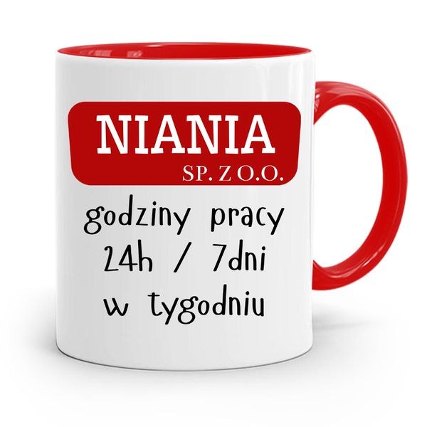 Dla Niani Opiekunki Kubek Czerwony Na Prezent Z Nadrukiem Ze Zdjęciem zdjęcie 1