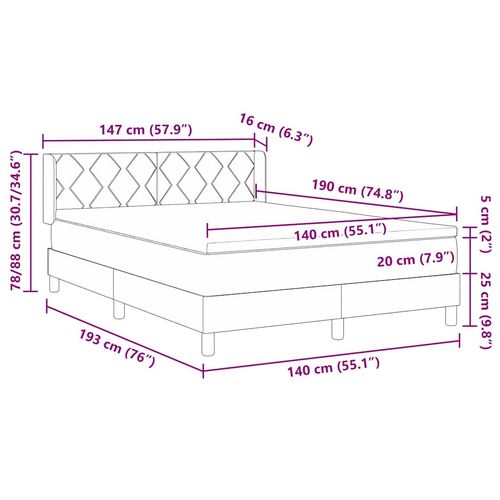 Łóżko sprężynowe z materacem ciemno szary 140 x 190 cm tkanina na Arena.pl