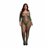 le desir bodystocking queen size z długim rękawem koronka czarne