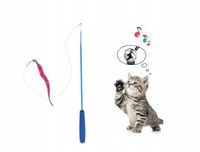 Zabawka wędka dla kota z piórem 7 niebieska WĘDKI