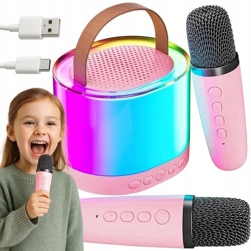 MIKROFON GŁOŚNIK BEZPRZEWODOWY RGB ZESTAW DO KARAOKE BLUETOOTH 2 MIKROFONY na Arena.pl