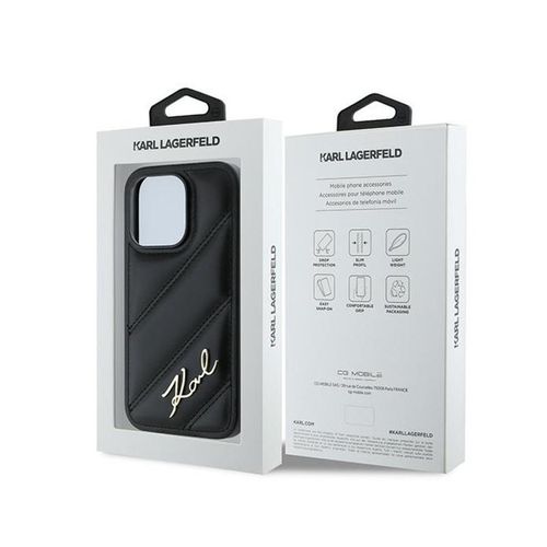 Karl Lagerfeld Diagonal Quilted Script - Etui iPhone 13 Pro (czarny) na Arena.pl