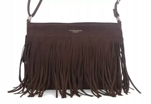 Flora&Co - torebka listonoszka skóra ekologiczna zamsz frędzle brąz F7563 na Arena.pl