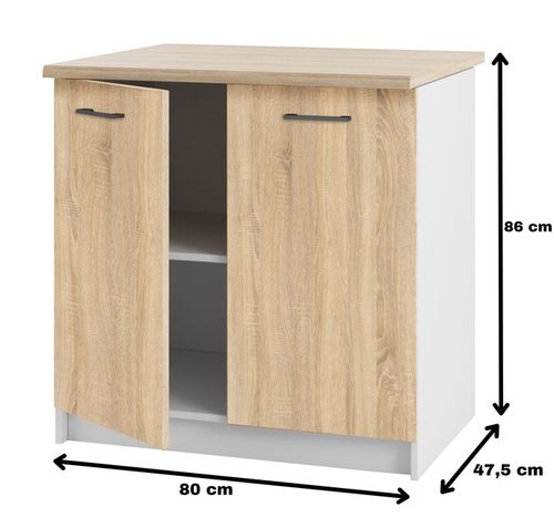 Szafka Kuchenna Stojąca Dolna Dąb Sonoma z Blatem do Zestawów Biała 80 na Arena.pl
