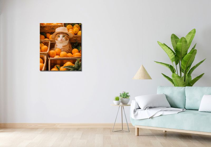 Obraz 60x70cm Kot w Pomarańczach zdjęcie 2