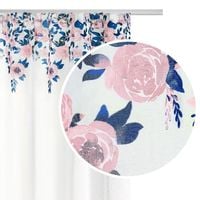 Zasłona gotowa na taśmie MANSION 140x270 biała różowe granatowe kwiaty