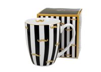 KUBEK DUO WALENTYNKI PASKI CZARNY ZŁOTY WĄSY NA PREZENT DLA NIEGO 360 ML