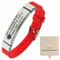 Bransoletka medyczna męska GRAWER REGULOWANA czerwona ratunkowa BLINGART