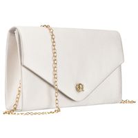 biała kopertówka damska z tkaniny syntetycznej zamykana klipsem