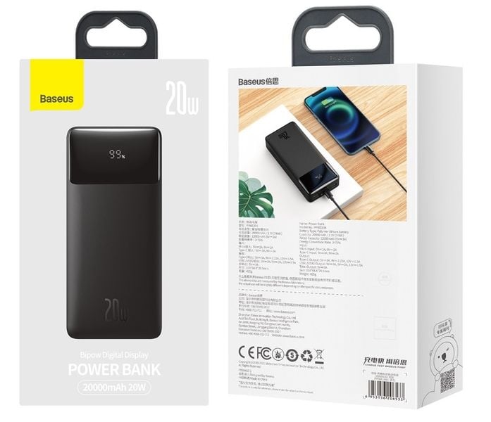 SZYBKI POWERBANK BASEUS 20000MAH 20W PD 3x USB USB-C 3A QC 3.0 BEZPIECZNY zdjęcie 4