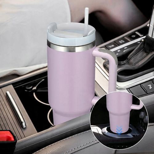 KUBEK TERMICZNY ZE SŁOMKĄ I USTNIKIEM TERMOS DO SAMOCHODU 1200ML fioletowy na Arena.pl
