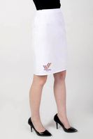 Spódnica medyczna ołówkowa kosmetyczna firmowa z HAFTEM TWOIM LOGO NAPISEM