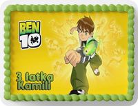 PROSTOKĄTNY OPŁATEK NA TORT A4 20x29CM - BEN10 BEN TEN + IMIĘ