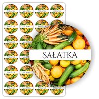 NAKLEJKI etykietki nalepki samoprzylepne SAŁATKA słoik przetwory zima 5 cm