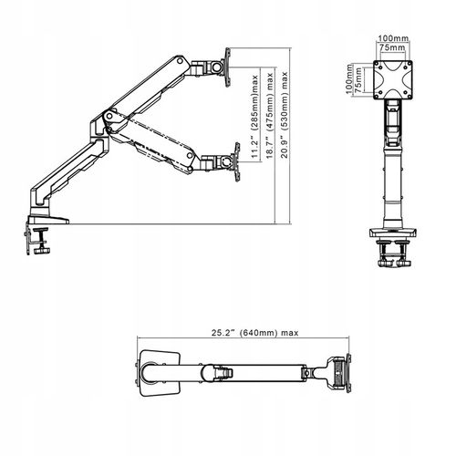 G60 Regulowany Uchwyt Biurkowy do Monitorów 27'-45' Sprężyna Mechaniczna na Arena.pl