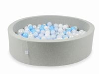 Suchy basen jasnoszary 110x30 z piłeczkami 400 sztuk (białe, perłowe, jasnobłękitne, błękitne jasne perłowe)
