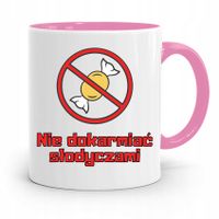 Kubek Różowy Śmieszny Zabawny Nie Dokarmiać Z Nadrukiem Ze Zdjęciem