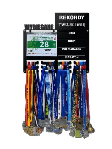 Wieszak na medale i numery startowe REKORDY RUN twoje imię  345.1 na Arena.pl
