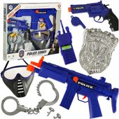 Zestaw Policyjny Małego Policjanta Pistolet Karabin Maska Kajdanki Akcesori