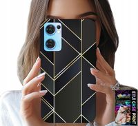 ETUI DO OPPO RENO7 5G - ZŁOTE RAMKI, ELEGANCKIE WZORY + SZKŁO