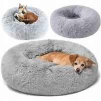 Legowisko Dla Psa Kota Pluszowe Okrągłe Szare Poduszka Materac 60x60cm L