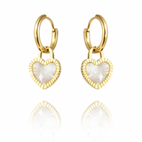 kolczyki ze stali szlachetnej pozłacanej perłowe serce kst2997