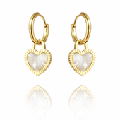 kolczyki ze stali szlachetnej pozłacanej perłowe serce kst2997