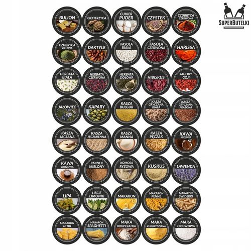 SZKLANE POJEMNIKI NA PRZYPRAWY 24x SŁOICZKI + 200 ETYKIET PRZYPRAWNIK na Arena.pl