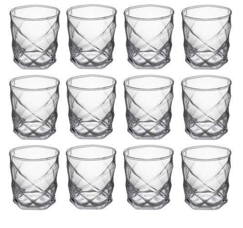 Komplet zestaw 12 szklanek do napojów wody drinków 330 ml geometryczny wzór na Arena.pl