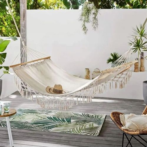 HAMAK OGRODOWY BOHO MAKRAMOWY DRĄŻEK PAŁĄK JEDNOOSOBOWY POKROWIEC BEŻOWY na Arena.pl