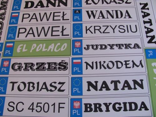 TABLICE IMIENNE REJESTRACYJNE na samochód wózek na Arena.pl