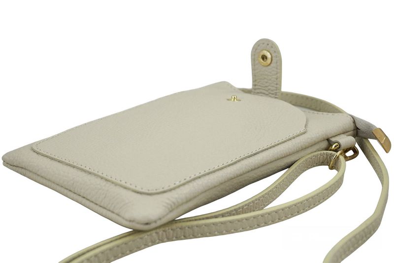 Torebka skórzana / etui na telefon - Beżowe jasne zdjęcie 5