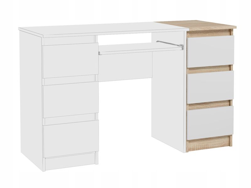 Wąska Szafka Do Biura Salonu 3 Szuflady Dostawka Jaris Sonoma Biały Mat zdjęcie 6