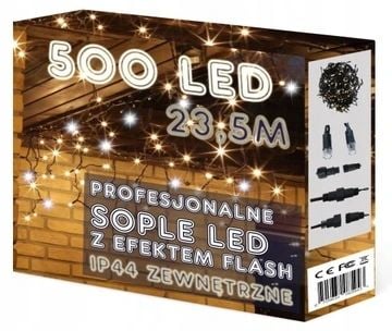 SOPLE FLASH 500 LED ZEWNĘTRZNE BIAŁE CIEPŁE CHOINKOWE lampki z Flashem na Arena.pl