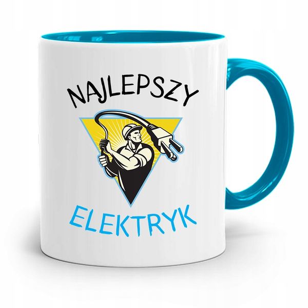 Kubek Błękitny Prezent Dla Najlepszego Elektryka Z Nadrukiem Ze Zdjęciem zdjęcie 1