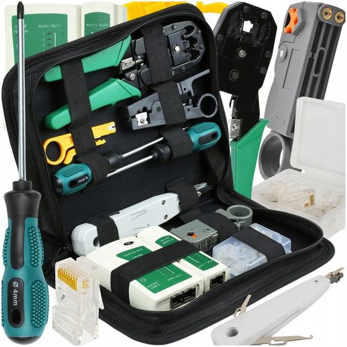 ZESTAW TESTER KABLI ZACISKARKA RJ 45 WTYK RJ45 NARZĘDZIA SIECIOWE ŚCIĄGACZ na Arena.pl