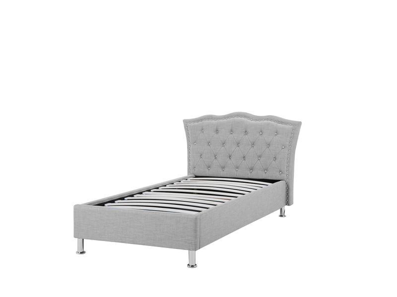 Łóżko z pojemnikiem tapicerowane 90 x 200 cm szare METZ zdjęcie 4