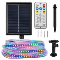 Taśma led wodoodporna 5m ip65 z zasilaniem solarnym kolorowa + pilot