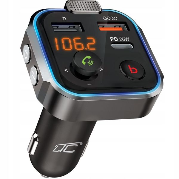 TRANSMITER FM BLUETOOTH SZYBKA ŁADOWARKA QC USB PD zdjęcie 4