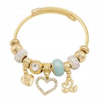 Bransoletka charms modułowa sztywna regulowana kolor złoty Serce 11