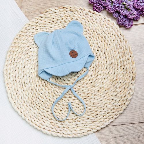 CZAPKA Z MUŚLINU letnia z daszkiem błękit 48-50 na Arena.pl