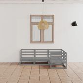 4-cz. zestaw mebli wypoczynkowych do ogrodu, szary, sosnowy