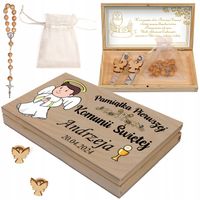 ZESTAW NA PAMIĄTKĘ PIERWSZEJ KOMUNII ŚWIĘTEJ PUDEŁKO NA PIENIĄDZE KOMUNIA