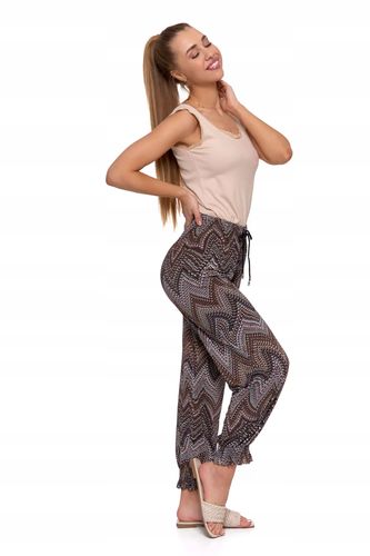 Spodnie Damskie Długie Luźne Nogawki Alladynki Lekkie Wzorzyste MORAJ L/XL na Arena.pl
