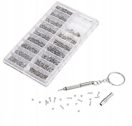 ZESTAW ŚRUBEK ŚRUBKI NAKRĘTEK 1000 SZT DO NAPRAWY OKULARÓW M1.4 M1.6 STAL na Arena.pl