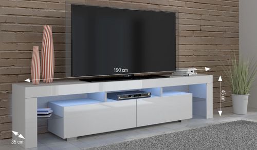 Szafka RTV PANAMA 190 cm biały mat/biały połysk + LED na Arena.pl