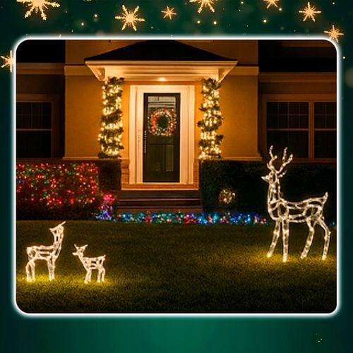 Renifer Świąteczny 144 LED Świetlna JELONEK Ozdoba Do Ogrodu Biały Ciepły na Arena.pl
