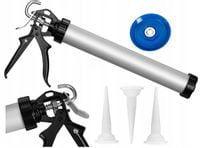 PISTOLET WYCISKACZ tubowy do mas silikonu uszczelniaczy 600ml +3 końcówki